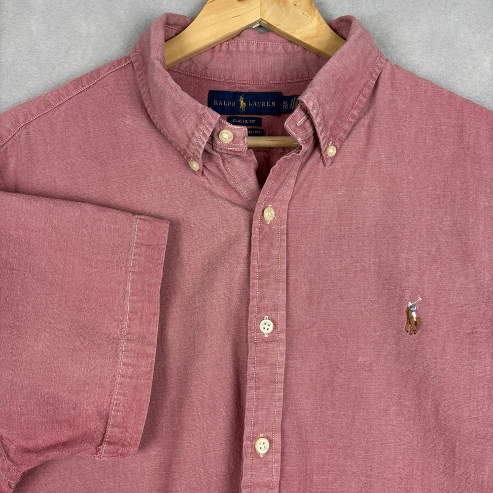 Polo Ralph Lauren Oxford Shirt Men’s XL Red Flesh Pony Short Sleeve Untucked Fit